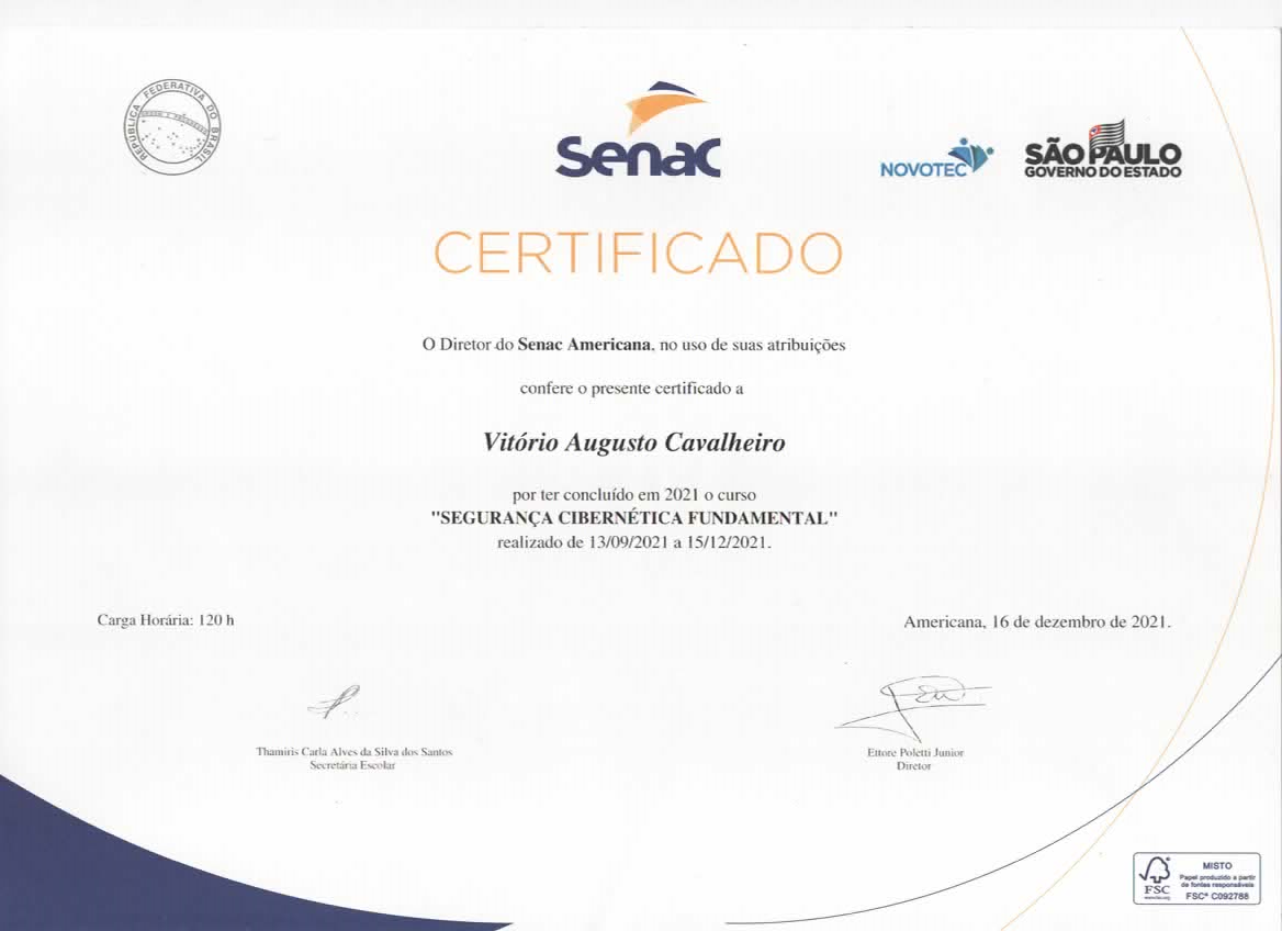 Certificado em Segurança Cibernética Fundamental